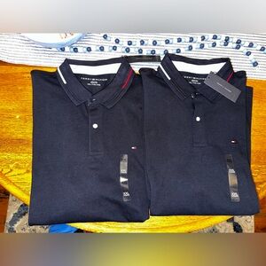 2 New XXL Tommy Hilfiger Dark Blue Polo Shirts